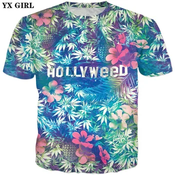 YX DIEVČA Drop shipping 2018 lete Nové Módne Mens T-shirt Hollyweed Tropické 3D Tlač Muži/Ženy Harajuku Bežné tričko ZT1010