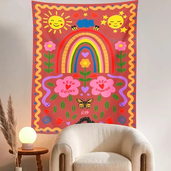Ďalej Citovať Gobelín Boho Domova Hippie České Dekorácie Vintage Sun Flower Rainbow INY Miestnosti Dekorácie Estetické