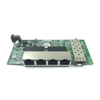 10/100/1000M, Gigabit Ethernet switch Optické Médiá Konvertor Single Mode 4 RJ45 UTP a 1 SFP vlákniny Port Doske PCB dosky