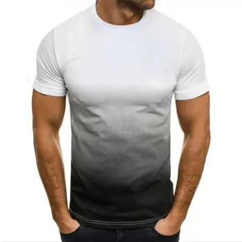 3D T-shirt Gradient Farbou S Bielym Pozadím Maľovanie Žiarovky Bunda Harajuku Módne Kolo Krku Plus Veľkosť