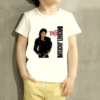 Deti Michaela Jacksona Bad Cartoon Dizajn T Shirt Chlapcov/Dievčatá Rock N Roll Star Krátky Rukáv Topy Roztomilé Deti T-Shirt,HKP5145