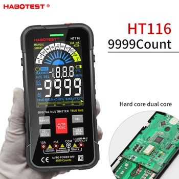 HABOTEST HT116 Nový Digitálny Multimeter 9999 Počíta meter Ohm Hz Kapacita REL True RMS AC DC DMM profesionálne Auto Rozsah Tester