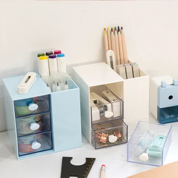 In Detí Držiak na Pero Home Office Skladovanie Transparentné Plochy Príslušenstvo Multi-Grid make-up Organizátor Plastové Úložný Box