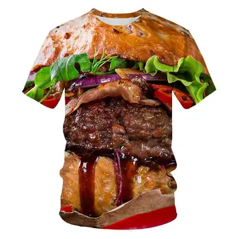 Letné Nových Potravín Burger 3d Vytlačené T Tričko Fashion Muži, Ženy, Deti Bežné Street Style Športové Priedušná Ľahký Topy