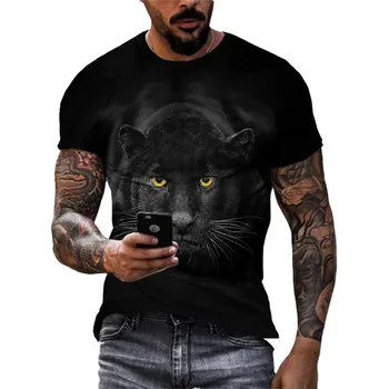 Nové Osobné Black Panther T-shirt Leto Trend Mužov Bežné Trend Krátky Rukáv 3D Vytlačené Zvierat Tvrdý Chlap O Krku Top 6XL