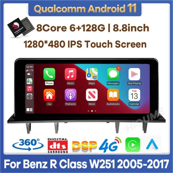 Qualcomm 4+64 G Android 11 Auta, Video Prehrávač pre Mercedes Benz R Triedy W251 2005-2017 Auto Rádio Stereo GPS CarPlay Headunit 4G BT