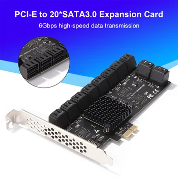 SA3120J PCIE Adaptér 20 Port 6Gbps PCI-Express X1 na SATA 3.0 Radič Karty 20 Port PCIE Rozširujúca Karta PCIe
