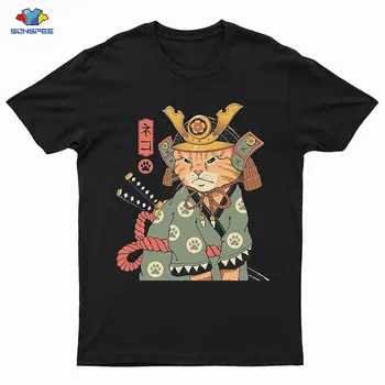 SONSPEE 3D Tlač Japonský Samuraj Mačka Tetovanie pánske T-shirt Pohode Klasické Umenie Tričko Ženy Lete Príležitostné O-krku Bavlna Fitness Top