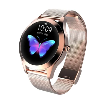 Vodotesný IP68 Smart Hodinky Ženy Krásny Náramok Monitor Srdcového rytmu Spánku Monitorovanie Smartwatch Pripojiť IOS Android KW10 Band