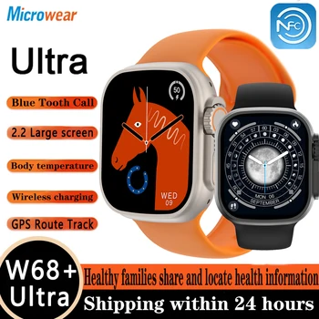 W68+ Ultra, Smart Hodinky Série 8 NFC Športové Smartwatch Muži Ženy Modrý Zub Volanie SOS GPS Kyslíka v Krvi, Heartrate EKG PK DT8 IWO